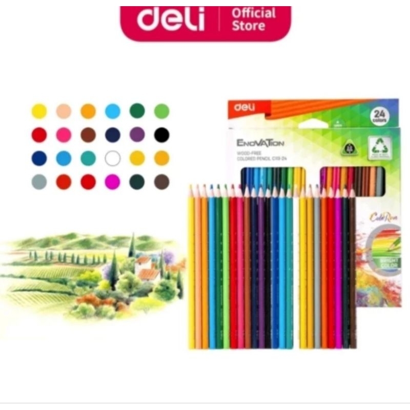 

Deli Color Run color Pensil Warna 12/24 warna desain Segitiga