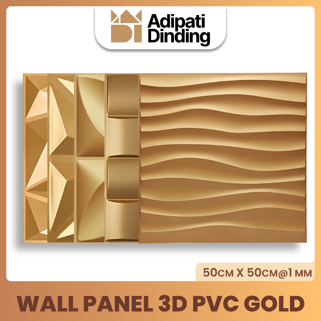 Adipati Home Decoration - WALL PANEL 3D PVC WARNA GOLD / DEKORASI DINDING WALLPAPER DINDING PANEL / WALLPANEL 3D / 3D WALL PANEL / PANEL