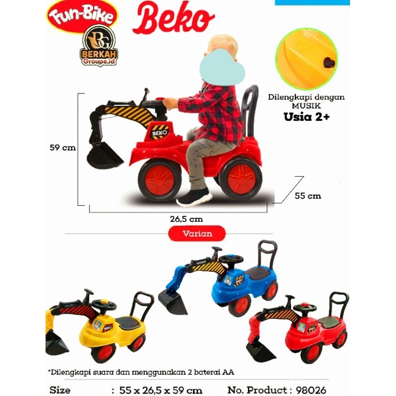 Mainan Mobil Beko Funbike bisa dinaiki