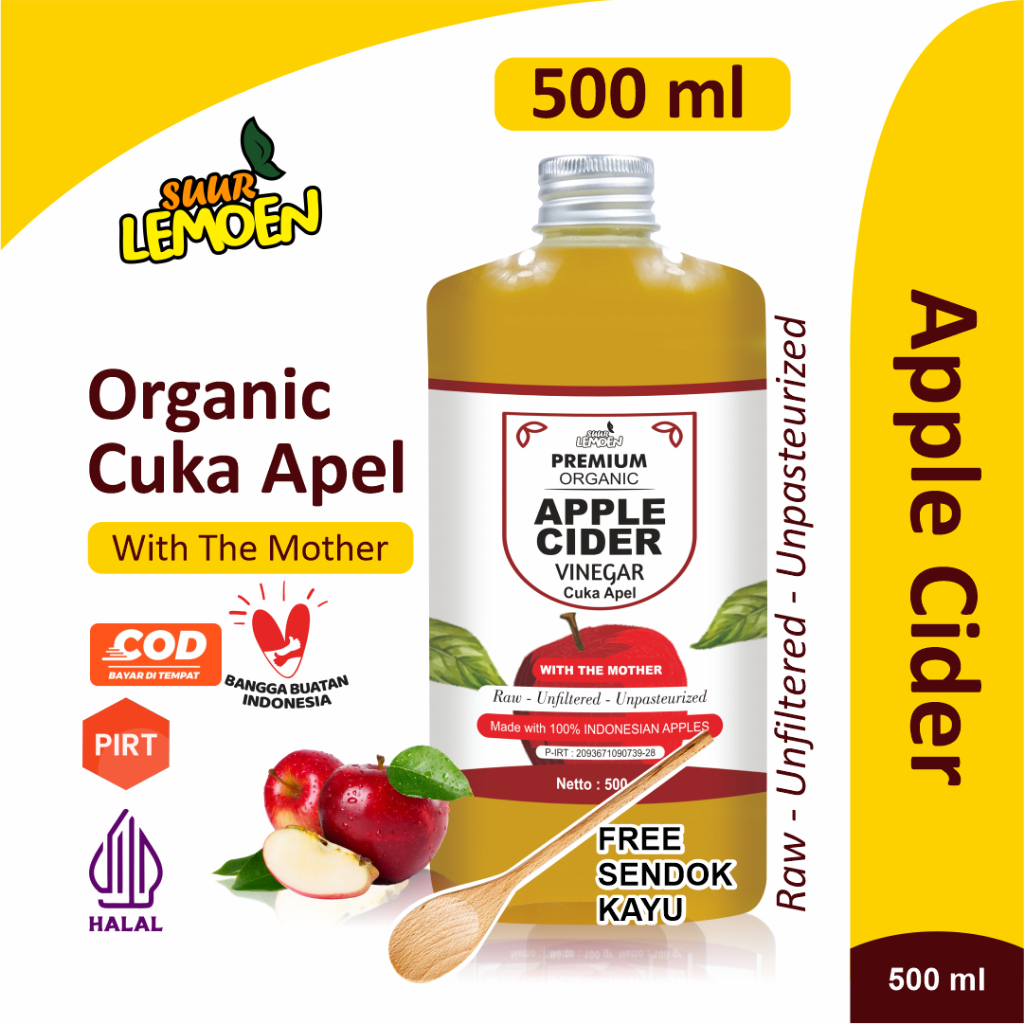 

CUKA APEL Apple Cider Vinegar | 250 ml - 500 ml Premium CUKA APEL Organik With The Mother Untuk Diet Alami by Suur Lemoen / Cuka Apel Original Berkhasiat Terlaris Termurah Paket Hemat 250ml & 500ml / Cuka Apel Untuk Diet Murni By Groseri Lemoen