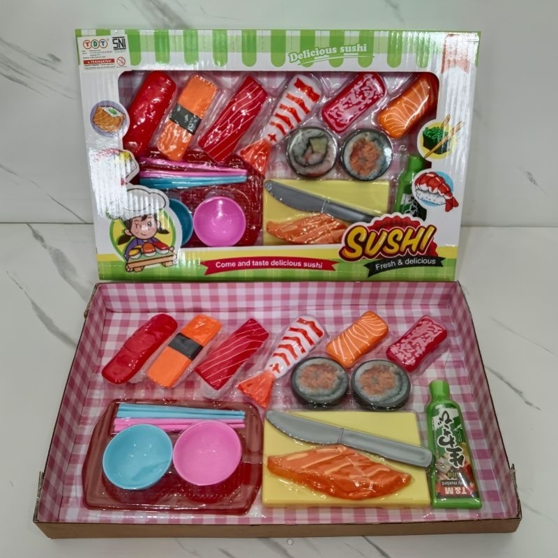 Mainan Sushi Set Box Makanan Khas Jepang Anak perempuan - Paket Masak Masakan Shusi Miniatur Makan A