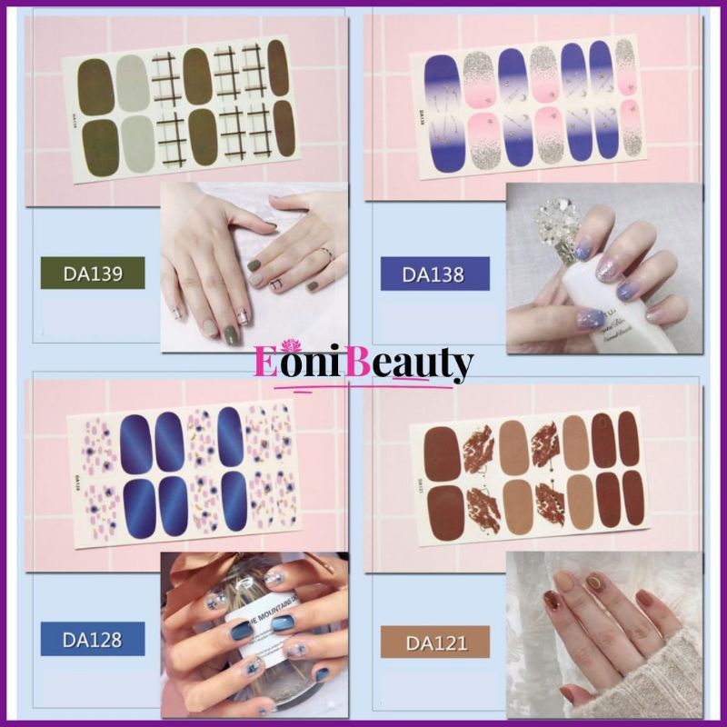 14Pcs Nail Art Sticker Motif / Polos Stiker Kuku Murah Full Cover / Nail Art Stiker / Nail Art
