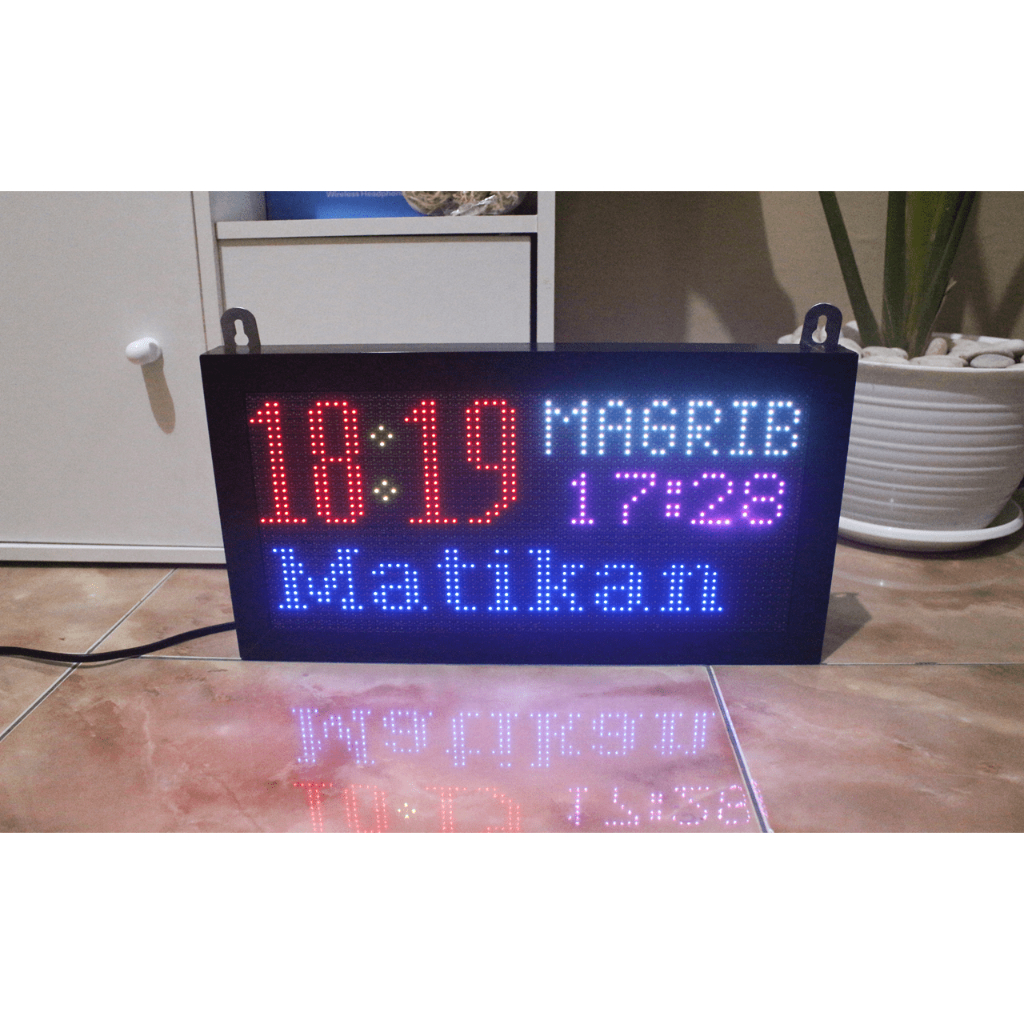 JAM WAKTU SHOLAT MUSHOLLA / JADWAL SHOLAT DIGITAL MASJID WIFI RGB FULL COLOR