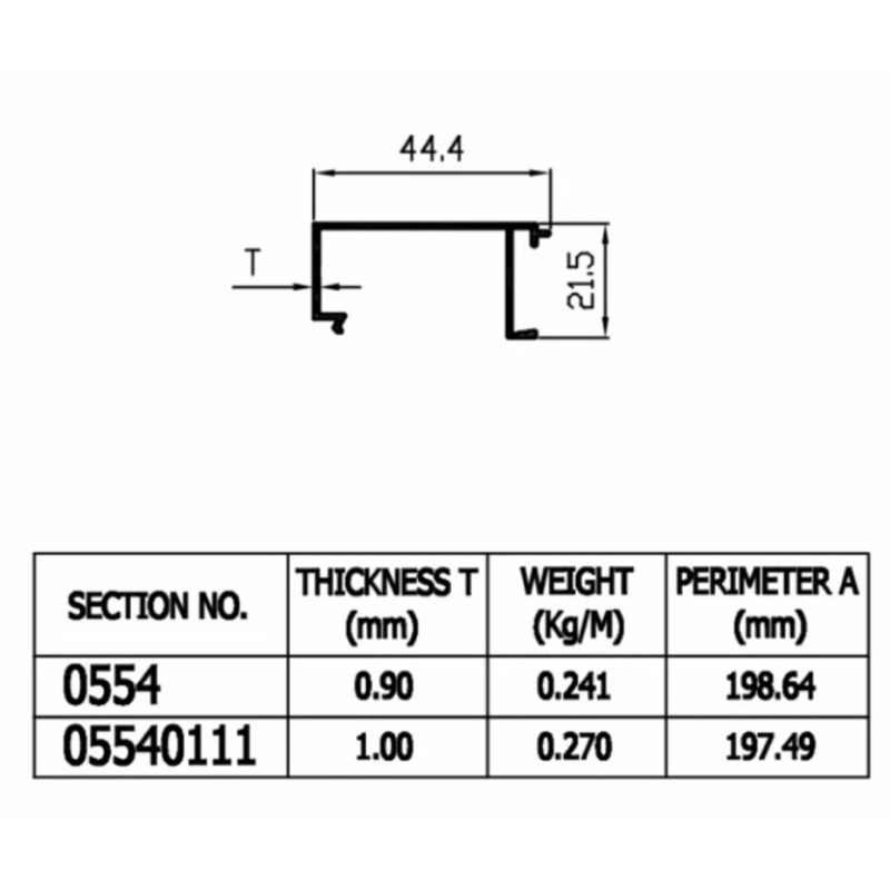 Aluminium Dacon Kusen 4" 0554 Tutup Kusen Z Aluminium Batangan