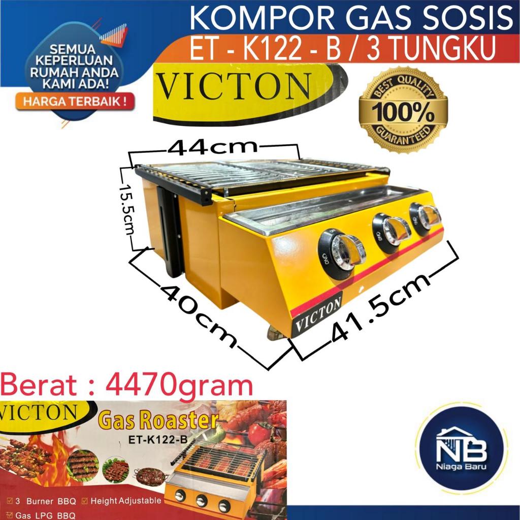 KOMPOR PANGGANGAN SOSIS BARBEQUE GRILL 3 TUNGKU VICTON ET-K122-B