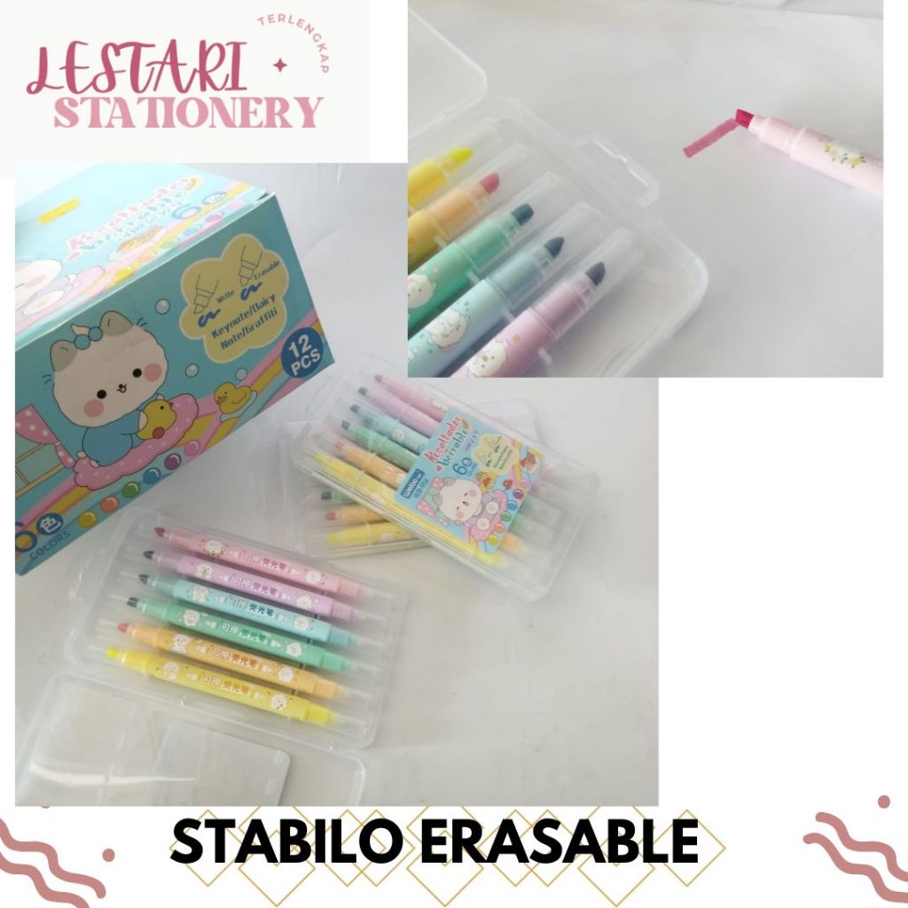 

RESALTADOR BORRABLE Weibo Stabilo Bisa dihapus 6 warna/ Eraseble Stabilo/Highlighter Lestari Stationery