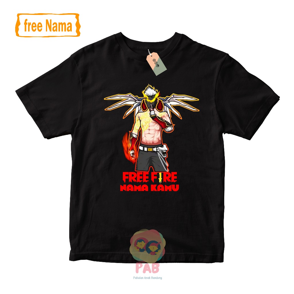 BAJU KAOS ATASAN ANAK GAME FF FREE FIRE TAS SAYAP