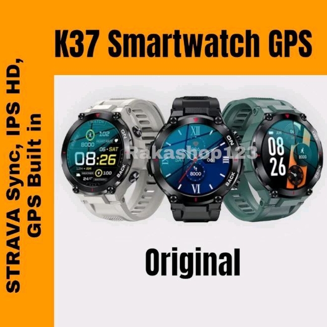 K37 Smartwatch, GPS, 1.32" Big Screen, konek STRAVA, Fitness tracker.