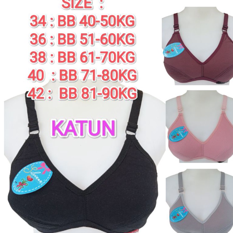 KODE U75B Paket Isi 4 Pcs Bh Sport Murah Katun Ukuran 34 36 38 4 42 Tanpa Busa Tanpa Kawat Wanita De