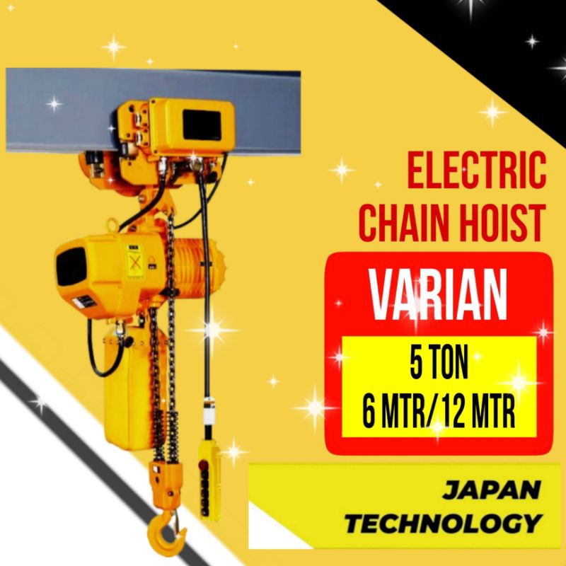 ELECTRIC CHAIN HOIST 5 TON 6 MTR 380V PLUS TROLLY NAGASAKI JAPAN QUALITY