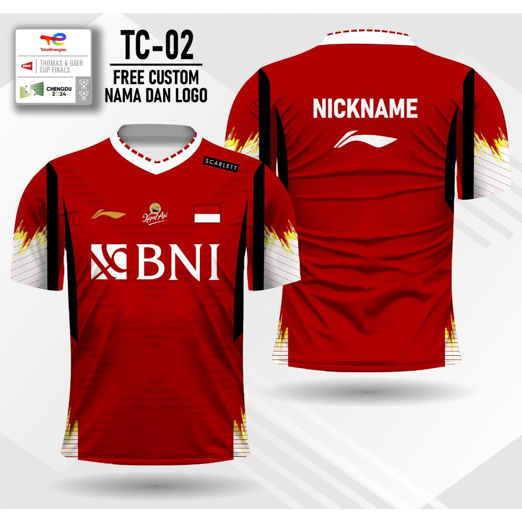 jersey badminton thomas cup 2024 kaos olahraga bulutangkis free custom nama dan logo