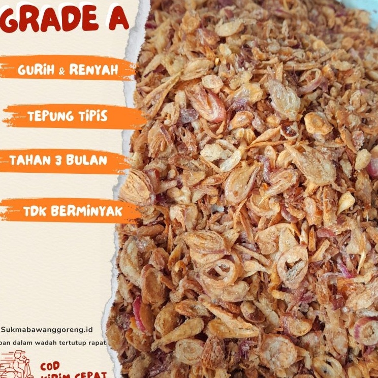 

Terdepan 1kg Bawang Goreng asli brebes 1Kg brambang goreng brebes premium fried onion asli brebes premium bersih higenis