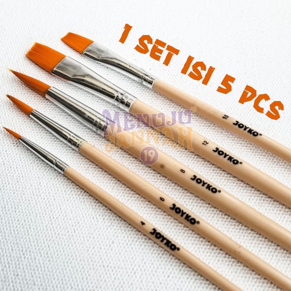 

Paling Populer Set Isi 5 Pcs Kuas Lukis Mewarnai Cat Air Minyak Acrylic Akrilik FLATROUND Joyko Brush Paint BR8