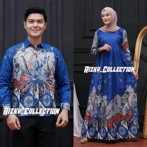 Rizky_Collection – Couple Batik Dewasa Kemeja Lengan Panjang dan Gamis Modern Kekinian