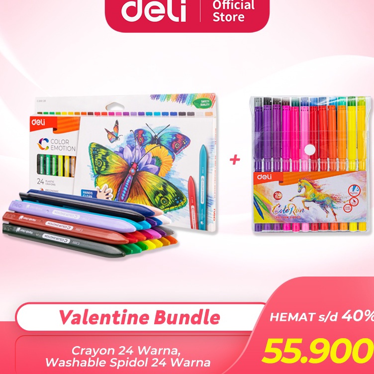 

Ready Laris Deli Bundle Edisi Valentine 1set Crayon 24 warna 1set Spidol 24 Warna VAL2221