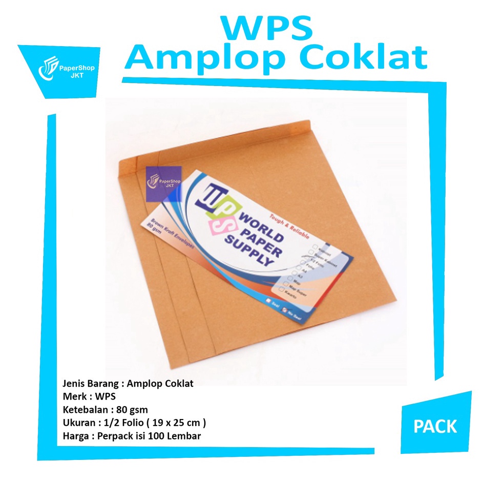 

Serba Ada WPS Amplop Coklat Ukuran 12 Folio Non Seal Pack