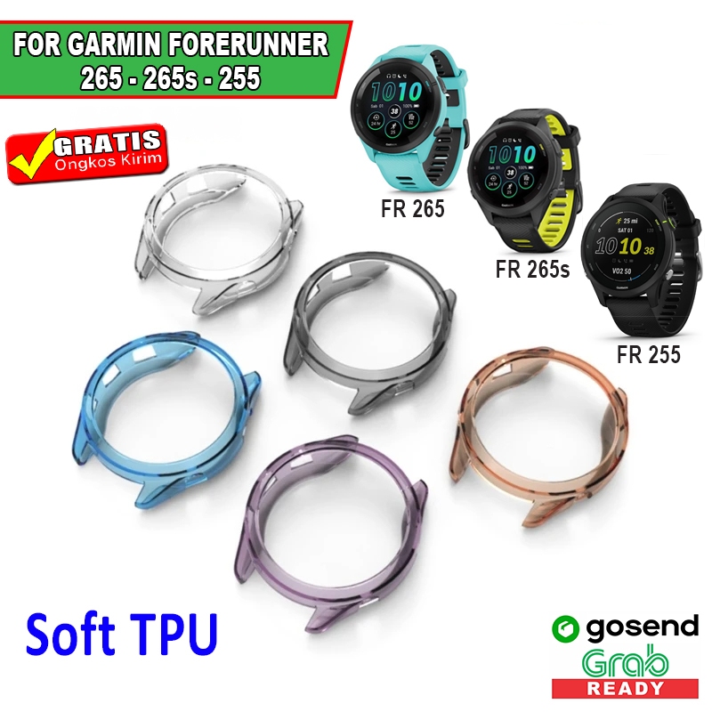 Rubber Case TPU Soft Bumper For GARMIN FORERUNNER 265 - FORERUNNER 265s - FORERUNNER 255 Watch Prote