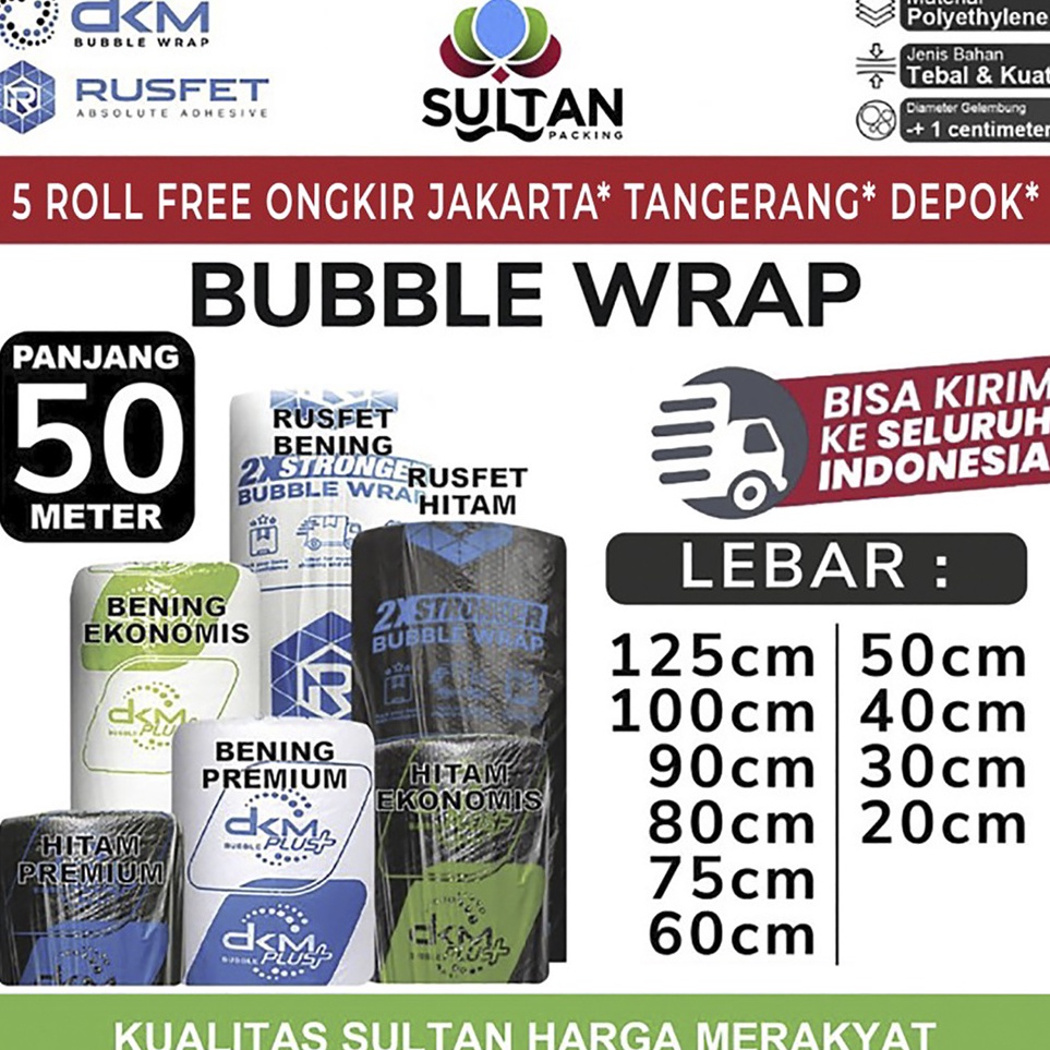 

New Now Plastik Bubble Wrap 5meter BENING EKONOMIS DKM PLUS Bubblewrap TERMURAH ROLL