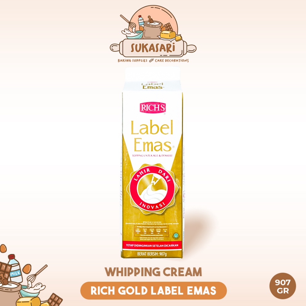 

Limited Sukasari Whipping Cream Rich Gold Label Emas 97gr 5gr Non Dairy Whipping Cream Non Dairy Whipping Cream Cair Whipped Cream Krim Kocok