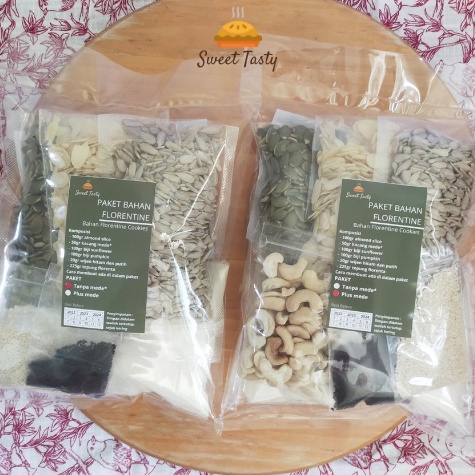 

Flash Sale Paket Bahan Florentine Cookies lengkap plus kacang mede Trial Mix Florentine