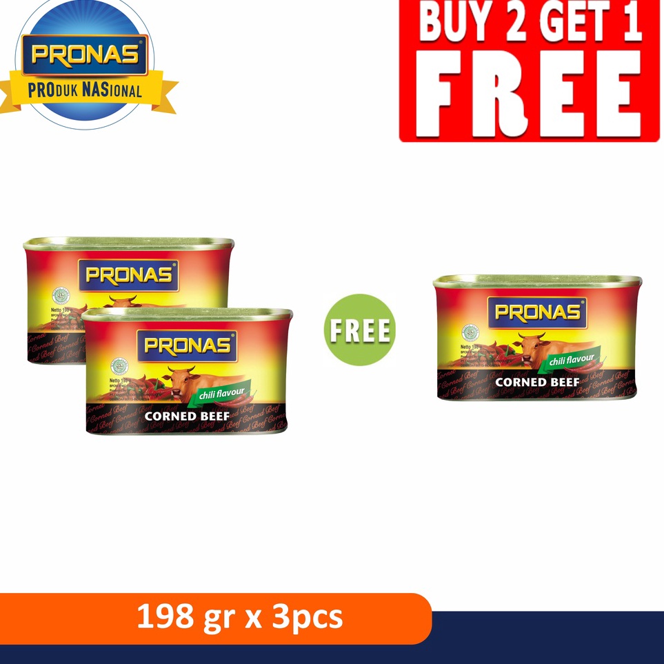 

Segera belanja PRONAS Kornet Sapi Chili 198 gr Buy 2 Get 1