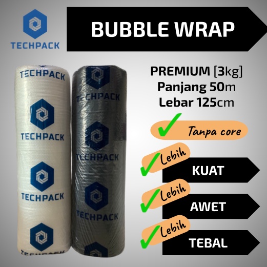 

Super Untung Plastik Bubble Wrap Roll Hitam Putih Bening 125 cm x 5 m Premium Tebal 125cm x 5m TECHPACK Bable Bubblewrap Buble