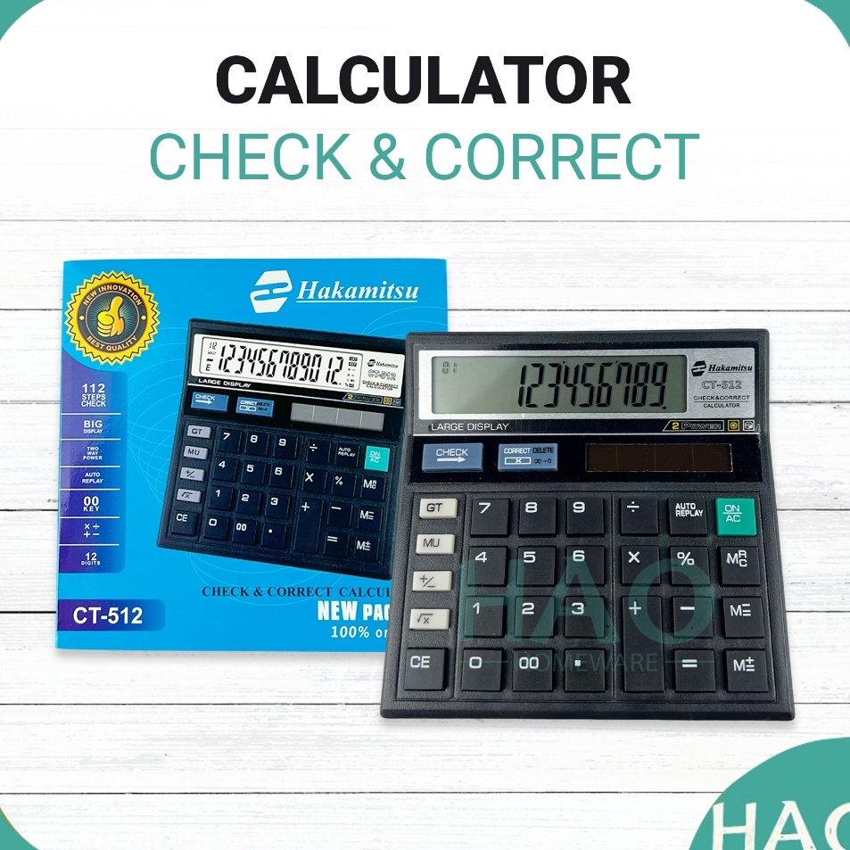 

Model Terlaris Hakamitsu Kalkulator CT512 12 Digit Calculator Check Correct Dual 2 Power