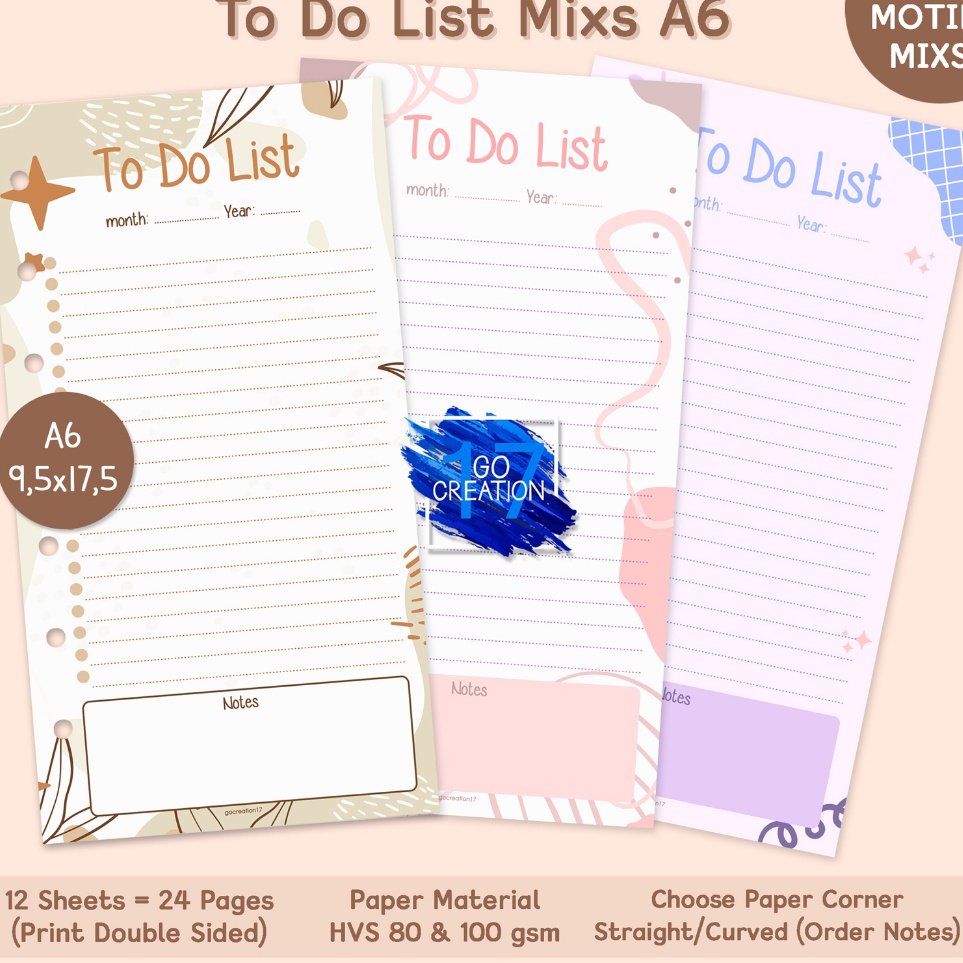 

Promo Belanja Buku Planner Refill Kertas Binder To Do List Motif Premium 6 ring a6