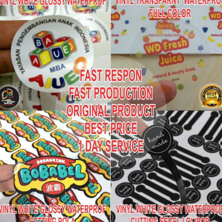 

Paling Puas STIKER LABEL KEMASAN VINYL WHITE TRANSPARANT A3 CUTTING BULAT OVALKOTAKPOLA MINIMAL ORDER 5 LEMBAR