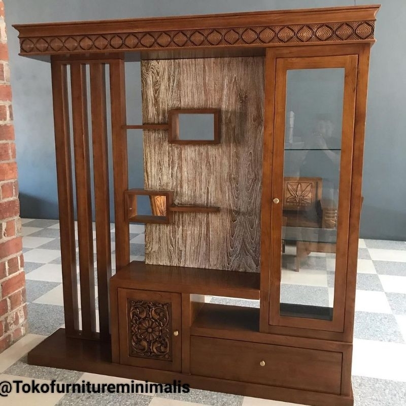 bufet minimalis, partisi minimalis, penyekat ruangan, furniture jati , penyekat ruangan kayu jati, p