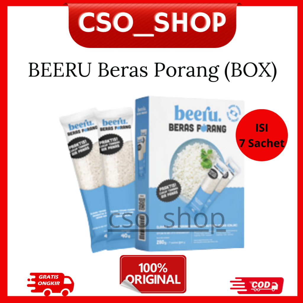 

BEERU Beras Porang Box 280gr Isi 7 sachet - Shirataki Konjac Rice Beras Sehat Praktis