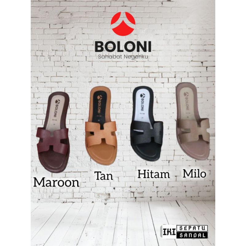 Baru Datang Boloni Moudy(slimfit)- Sandal flat wanita Boloni Moudy sandal slop wanita sandal teplek 