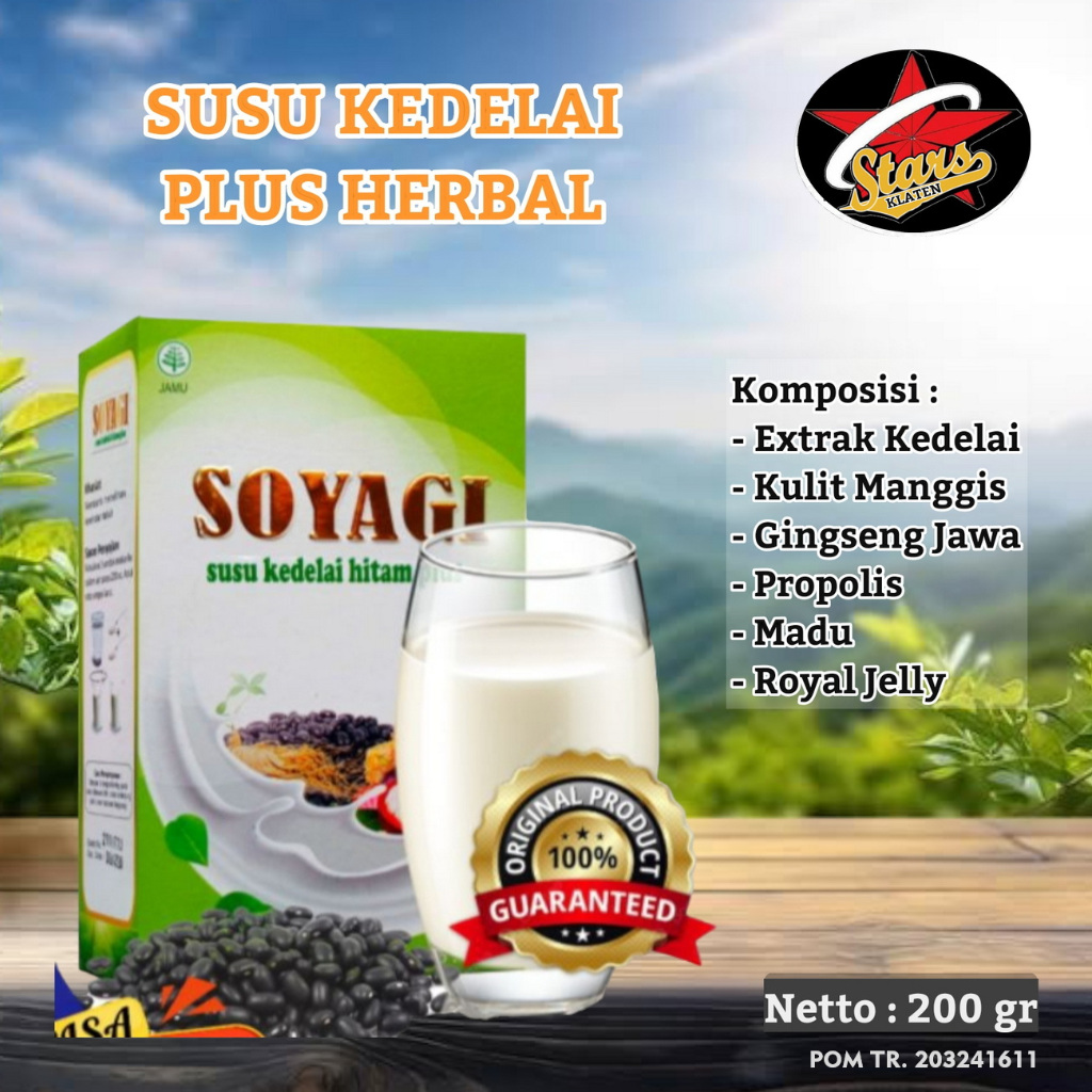 

Soyagi Susu Kedelai plus Herbal Kulit Manggis-Gngseng Jawa-Propolis-Madu-Royal Jelly