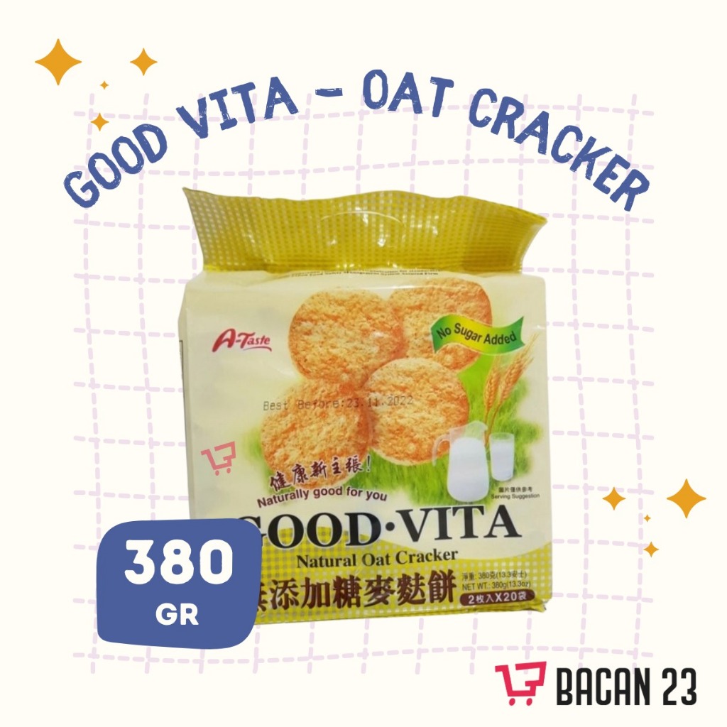 

Good Vita Natural Oat Cracker No Sugar (380 Gr) / Biskuit OAT / Biskuit Sehat