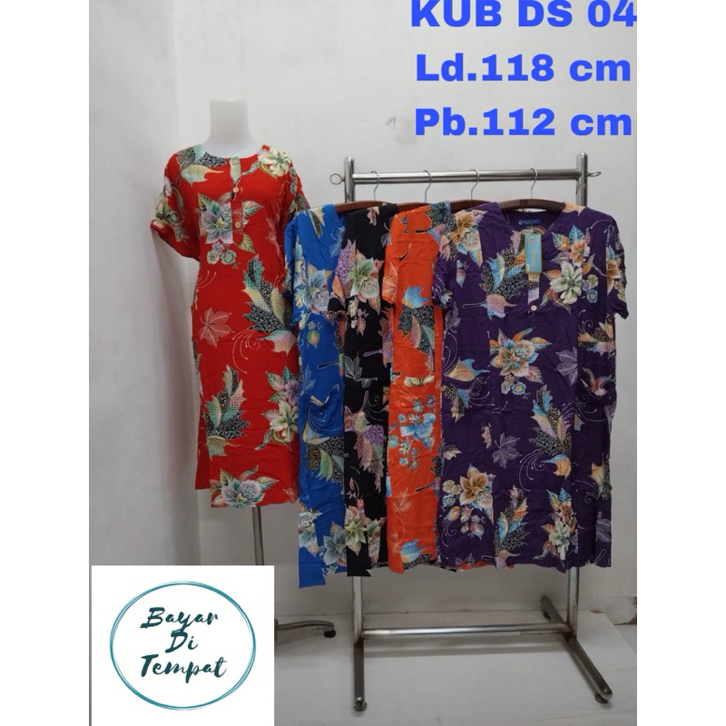 Kencana Ungu Ori Label Biru Model 04 Daster Lengan Pendek Motif Bunga Terbaru Jumbo Ld.118 cm-Daster