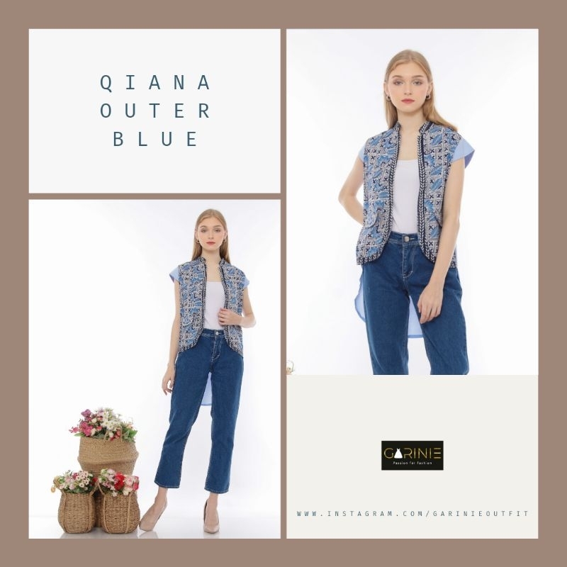 ATASAN WANITA OUTER BATIK MODERN BAJU BATIK CEWEK KEKINIAN QIANA OUTER BY GARIANIE OUTFIT