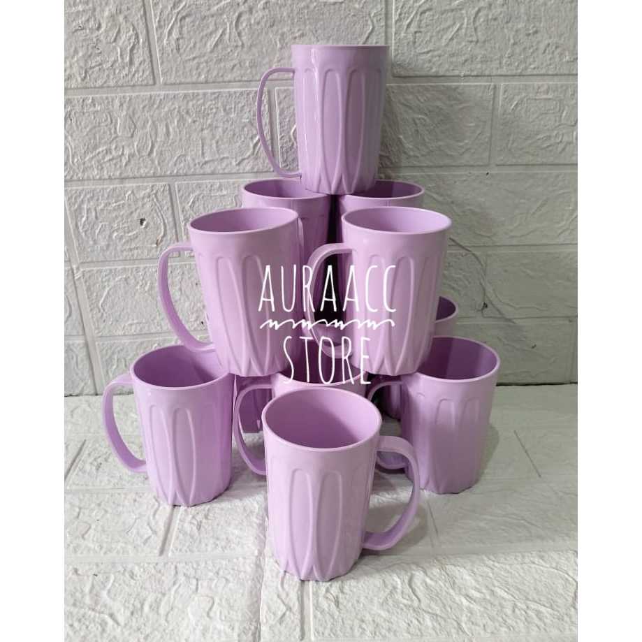 TERBARU gelas gagang plastik/ gelas minum/ gelas plastik AIUEO/ 400ml/ termurah