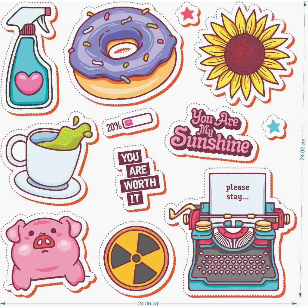 

12pcs | STIKER BAJU DONAT / STIKER DONAT / STIKER SPRAY / STIKER BUNGA / STIKER CANGKIR / STIKER BABI / STIKER DTF / STIKER SETRIKA / STIKER KAIN