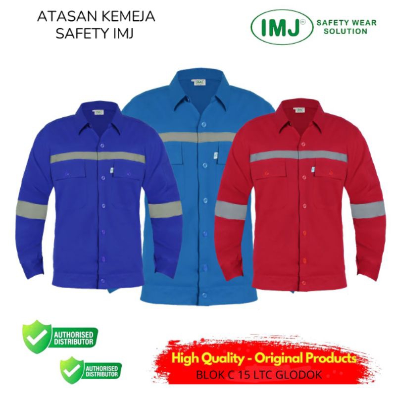 Baju Atasan Kerja Lengan Panjang American Drill Grade A - Seragam Kerja Lengan Panjang Biru - Merah