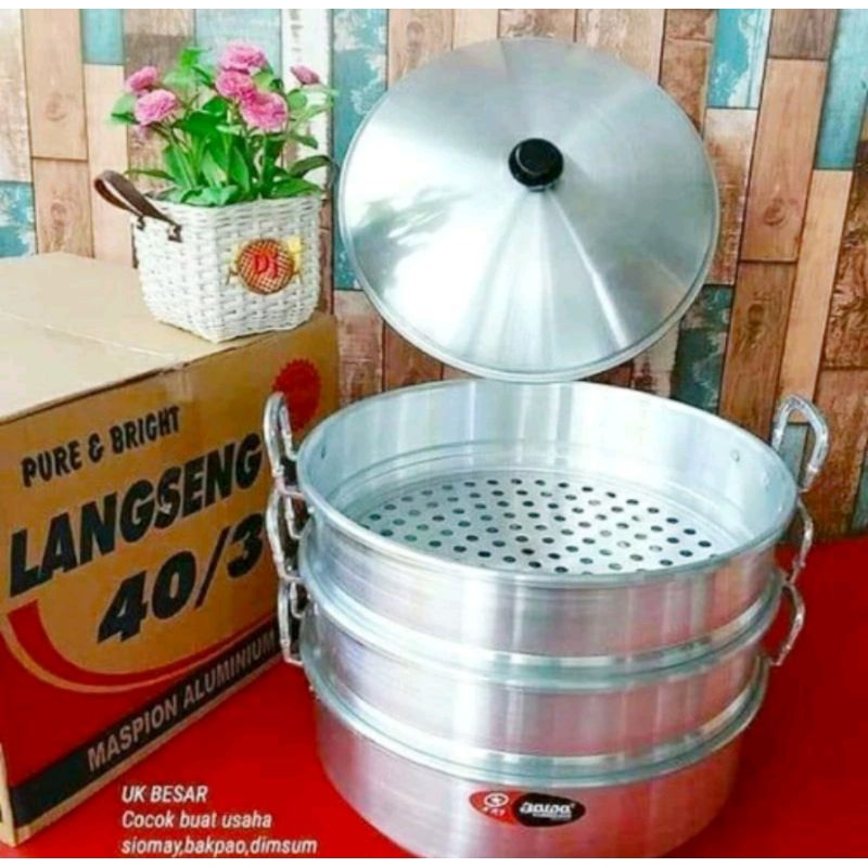 Panci dandang/langseng/steamer maspion JAWA 40cm susun 3. TOP