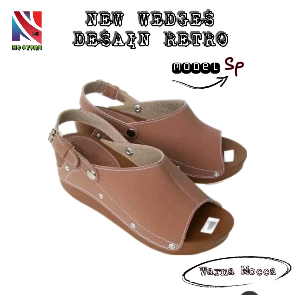 Sepatu wanita terbuka - wedges sandals kasual - sendal wedges moka