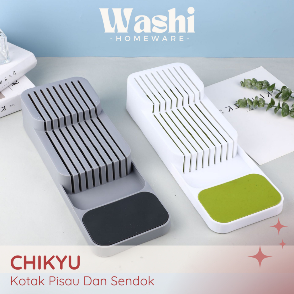 WASHI - CHIKYU Rak Laci Cutlery Serbaguna Tempat Susun Utensil Estetis Wadah Susun Sendok Garpu Orga