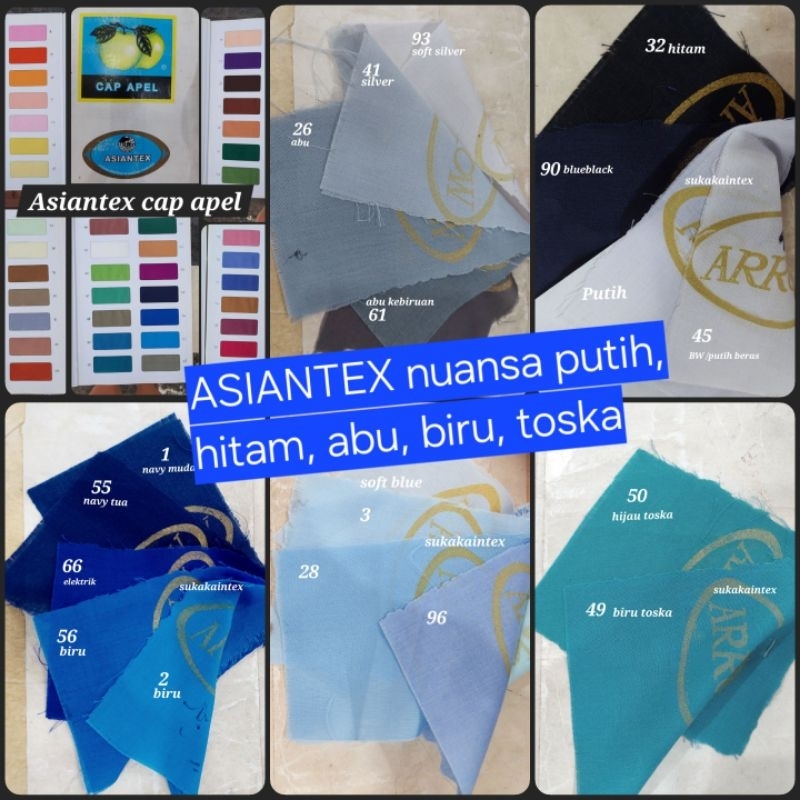 ASIANTEX (Nuansa PUTIH, HITAM, ABU, BIRU, TOSKA) Kain lapis furing Katun Rubiah Asiantex Cap Apel Er