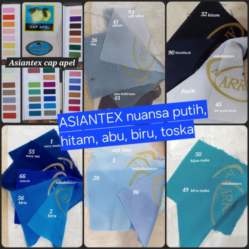 ASIANTEX (Nuansa PUTIH, HITAM, ABU, BIRU, TOSKA) Kain lapis furing Katun Rubiah Asiantex Cap Apel Er