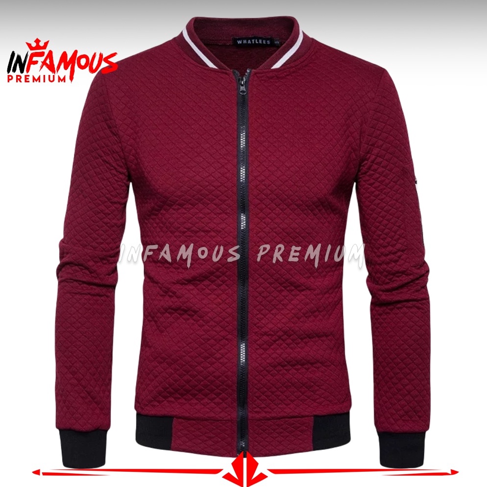 ART U59C Jaket Pria Baseball Fleece Deluxe  Merah