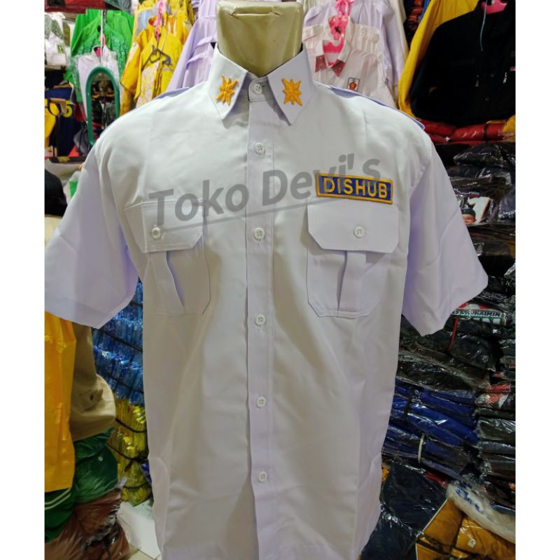 Kemeja Pendek Dishub /Kemeja Dinas Perhubungan/Kemeja Dishub/Kemeja Dishub Kerah dalam Hitam