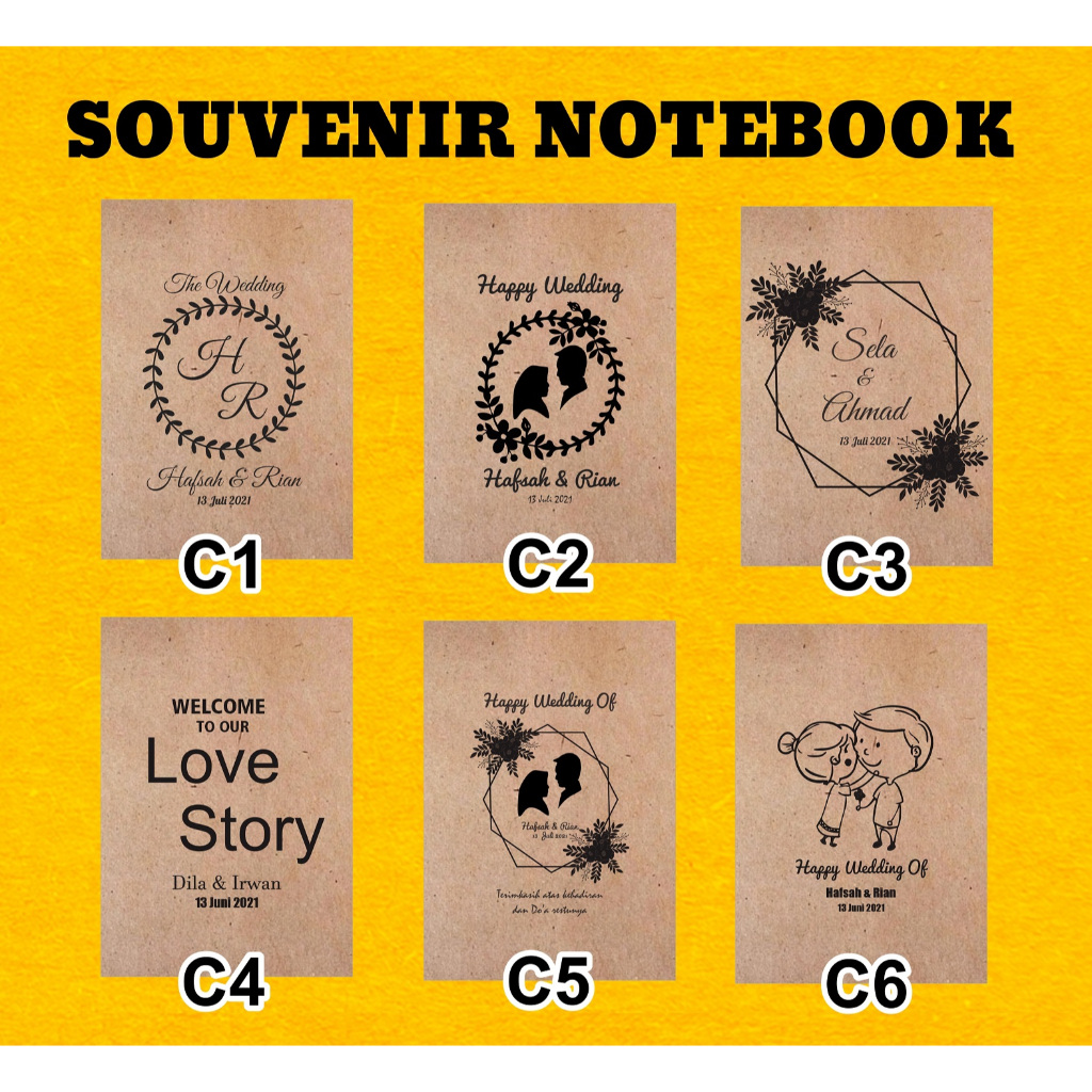 

Souvenir Notes/Notebook Kraft Custom Pernikahan/Souvenir Pernikahan/Souvenir Event Seminar / ualng tahun / khitanan