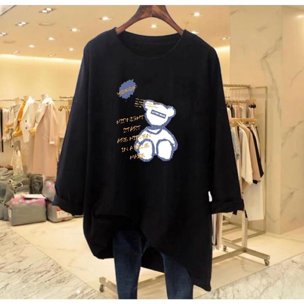 Kaos Oversize Wanita Lengan Panjang Kaos Streetwear Baju Jumbo Atasan Dewasa Kaos Trend Distro