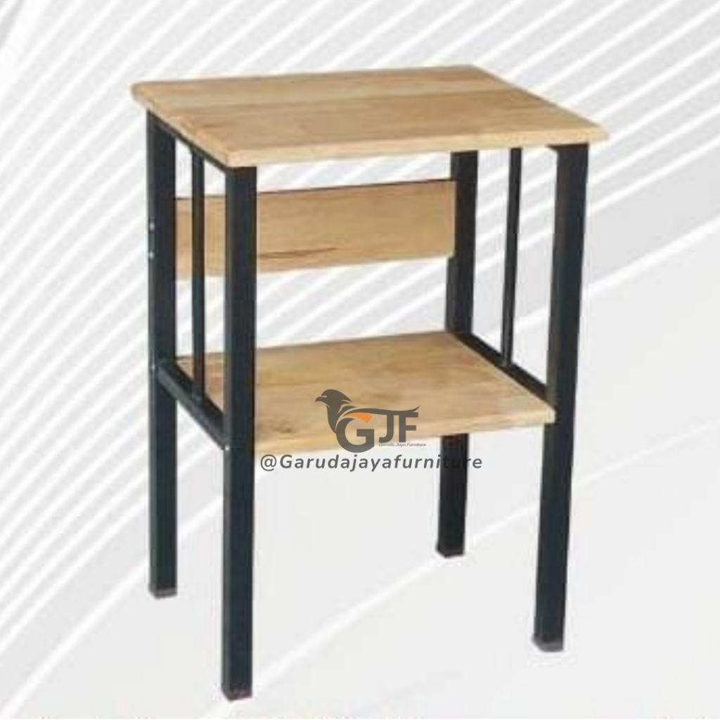 MEJA DISPENSER 2 TINGKAT BAHAN KAYU DAN BESI KOKOH / MEJA SUDUT RUANG TAMU / MEJA SERBAGUNA / RAK SU