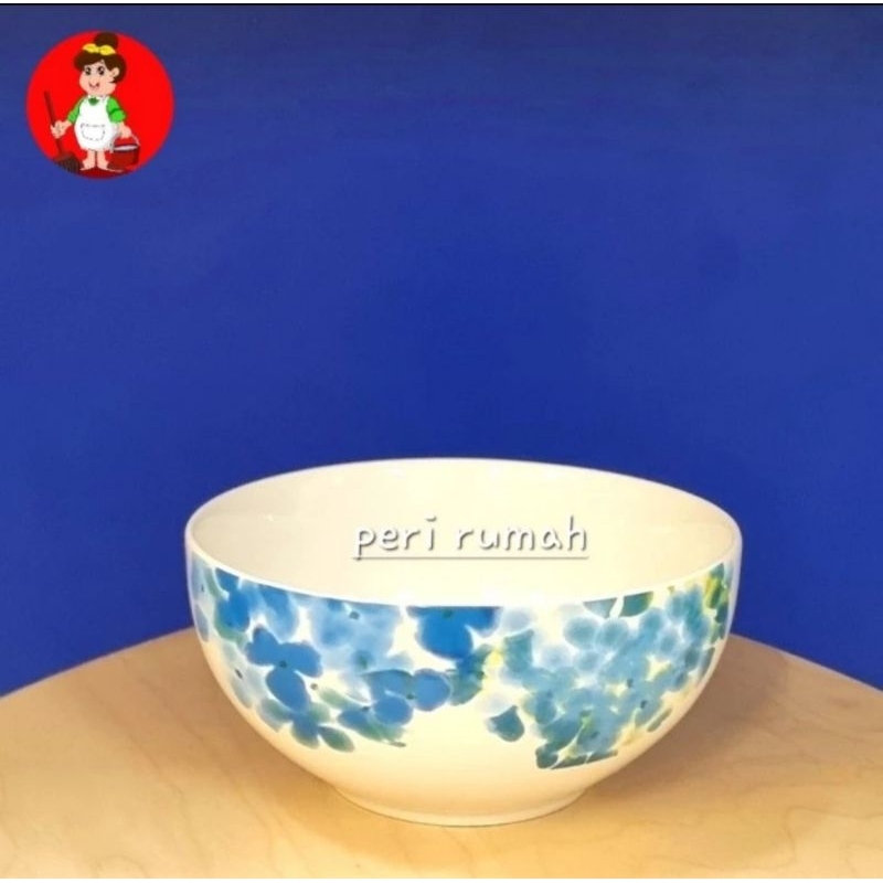 Mangkok Keramik Mangkok Mie Mangkok Bakso Motif Bunga Biru Kuning Sango